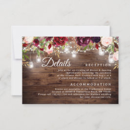 Cartão de Detalhes de Casamento das Luzes Florais