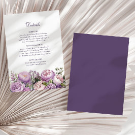 Cartão de Detalhes de Casamento de Boho Lilac Peon