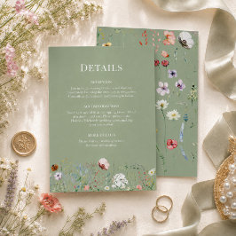 Cartão de Detalhes de Casamento de Flor Silvestre