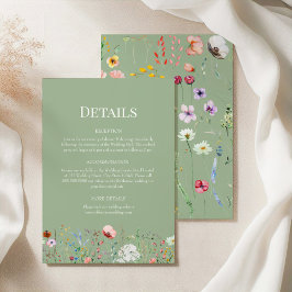 Cartão de Detalhes de Casamento de Flor Silvestre