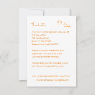 Cartão de Detalhes de Casamento de Flores Selvagem