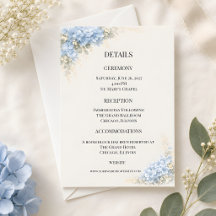 Cartão de Detalhes de Casamento de Luxo com Hortên