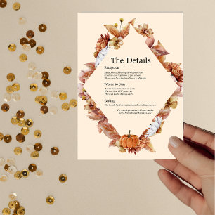 Cartão de Detalhes de Casamento de Orange BOHO de