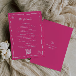 Cartão de Detalhes de Casamento de Portas Rosa-Ros