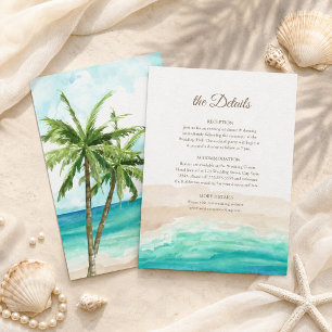 Cartão de Detalhes de Casamento de Praia Tropical