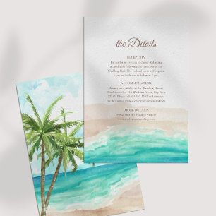 Cartão de Detalhes de Casamento de Praia Tropical