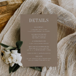 Cartão de Detalhes de Casamento de Taupe OASIS