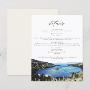 Cartão de Detalhes de Casamento do Lago Watercolo