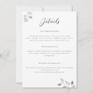 Cartão de Detalhes de Casamento Elegante Eucalipto
