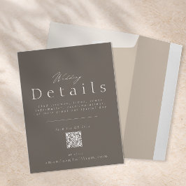 Cartão de Detalhes de Casamento Elegante Taupe com