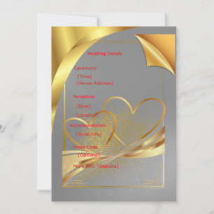 Cartão de Detalhes de Casamento em Dourado   Infor