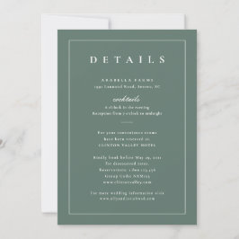 Cartão de Detalhes de Casamento em Verde Sage Clás