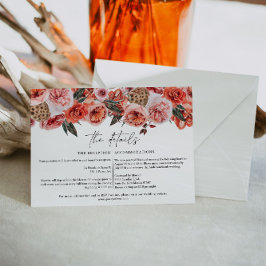 Cartão de Detalhes de Casamento Floral Bohemiano d