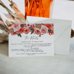 Cartão de Detalhes de Casamento Floral Bohemiano d