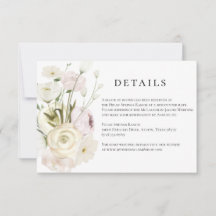 Cartão de Detalhes de Casamento Floral de Ivory Wa
