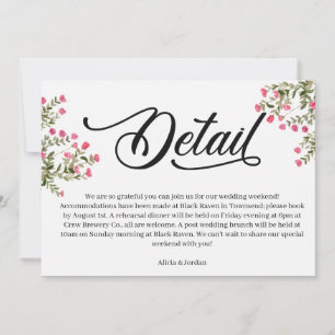 Cartão de Detalhes de Casamento Floral em Aquarela