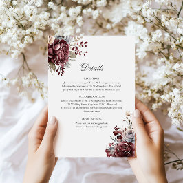 Cartão de Detalhes de Casamento Floral em Verde Sa
