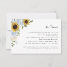 Cartão de Detalhes de Casamento Floral Girassóis A
