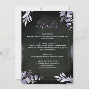 Cartão de Detalhes de Casamento Floral Gótico Lava
