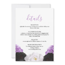 Cartão de Detalhes de Casamento Floral Lavanda