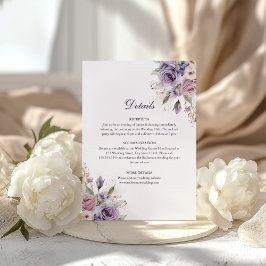 Cartão de Detalhes de Casamento Floral Lilás