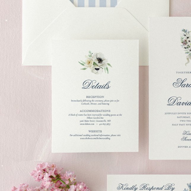 Cartão de Detalhes de Casamento Floral Monograma c (Criador carregado)