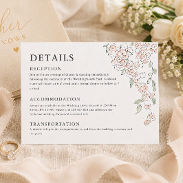 Cartão de Detalhes de Casamento Floral Rosa Simple