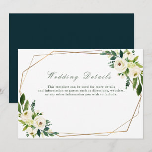 cartão de detalhes de casamento geométrico floral