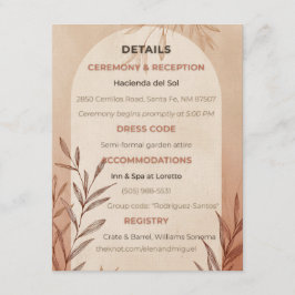 Cartão de Detalhes de Casamento Inglês com Arco de