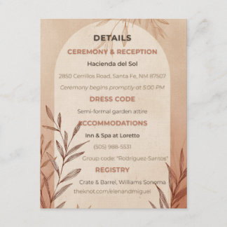 Cartão de Detalhes de Casamento Inglês com Arco de