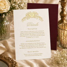 Cartão de Detalhes de Casamento Ivory Burgundy Gre