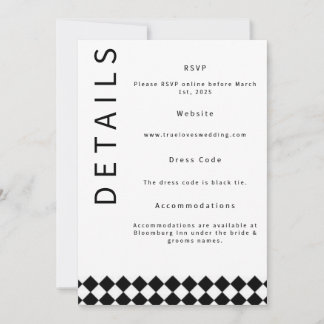 Cartão de Detalhes de Casamento Minimalista