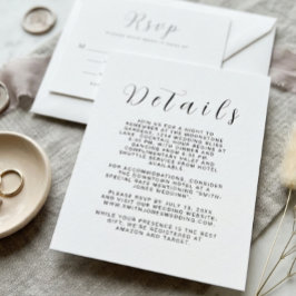 Cartão de Detalhes de Casamento Minimalista