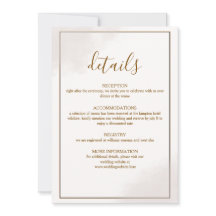 Cartão de Detalhes de Casamento Minimalista Dourad