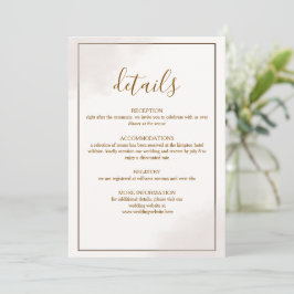 Cartão de Detalhes de Casamento Minimalista Dourad