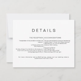Cartão de Detalhes de Casamento Minimalista KENNED
