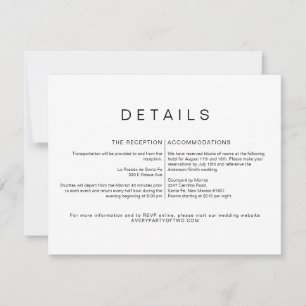 Cartão de Detalhes de Casamento Minimalista KENNED