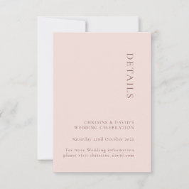 Cartão de detalhes de casamento Minimalista Rosa