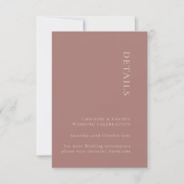 Cartão de Detalhes de Casamento Minimalista Rosa E