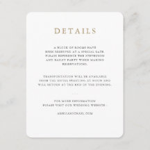 Cartão de Detalhes de Casamento Minimalista Simple