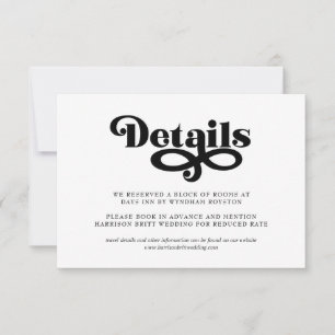 Cartão de Detalhes de Casamento Minimalista Tipo