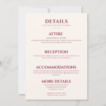 Cartão de Detalhes de Casamento Moderno de Cereja 