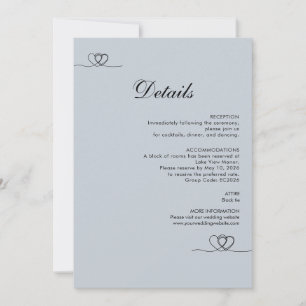 Cartão de Detalhes de Casamento Moderno Dusty Blu