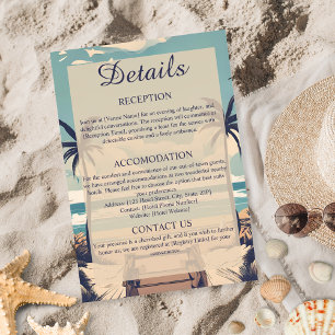 Cartão de Detalhes de Casamento na Praia Tropical