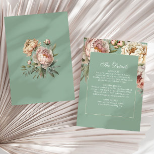 Cartão de Detalhes de Casamento no Jardim de Peôni