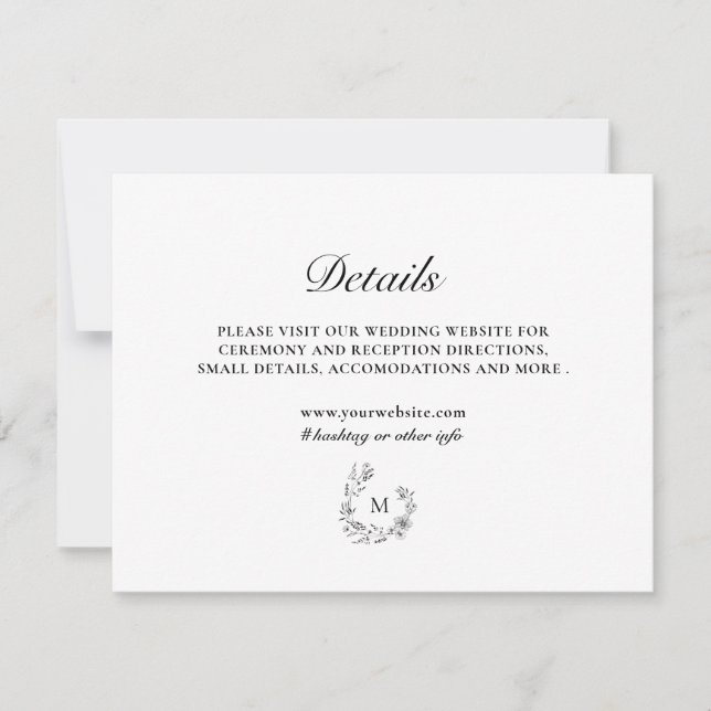 Cartão de Detalhes de Casamento Personalizado da F (Frente)