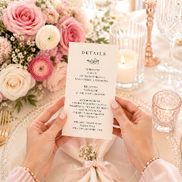 Cartão de Detalhes de Casamento Preto e Bege Minim