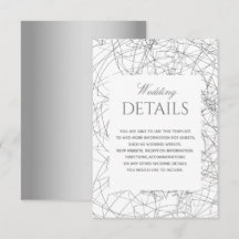 Cartão de Detalhes de Casamento Preto e Branco