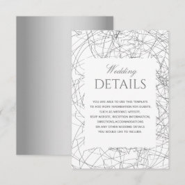 Cartão de Detalhes de Casamento Preto e Branco