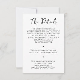 Cartão de Detalhes de Casamento Preto e Branco Min
